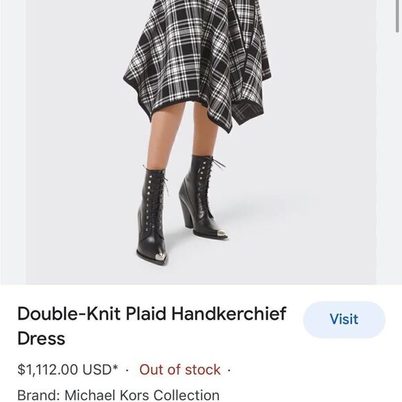 MICHAEL KORS COLLECTION Double-Knit Plaid Handkerchief Dress XS - Picture 2 of 9